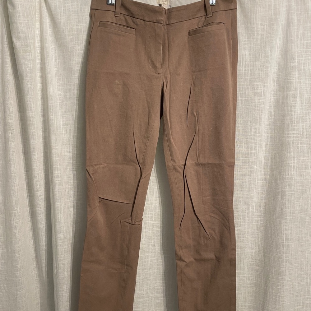 Khaki Straight-Leg Office Pants